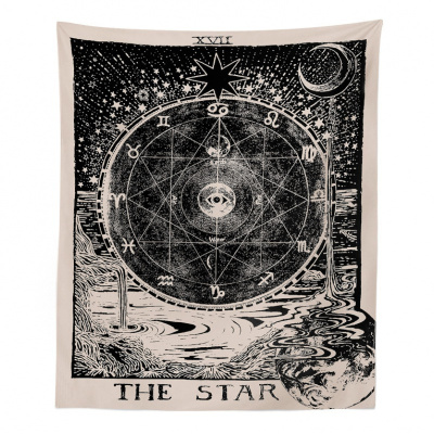 美帮汇欧美星象太阳星星月亮床头卧室墙壁装饰挂毯墙挂布桌布背景布挂画 图一150高*130宽(送星灯+钉)