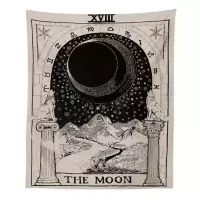 美帮汇欧美星象太阳星星月亮床头卧室墙壁装饰挂毯墙挂布桌布背景布挂画 图二150高*130宽(送星灯+钉)