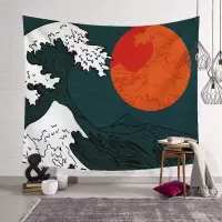 美帮汇复古山形线条床头卧室背景布墙装饰挂毯波西米亚北欧挂布 LS0801 绒布100高*150宽厘米横款
