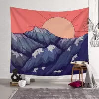 美帮汇复古山形线条床头卧室背景布墙装饰挂毯波西米亚北欧挂布 LS0802 绒布150*230宽厘米横款