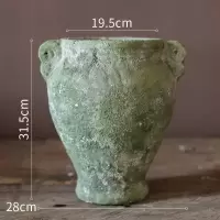 美帮汇手工陶罐粗陶花盆花瓶 多肉大口陶盆复古花器土陶红陶插干花 双耳花盆(大号) 大