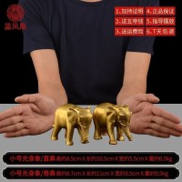 美帮汇铜大象摆件一对吸水象铜象工艺品店铺客厅大号 小号铜吸水象一对
