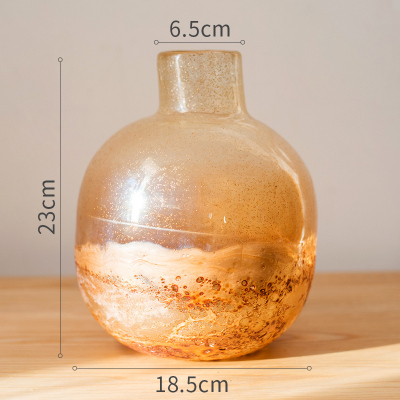 美帮汇炎颜玻璃花瓶花器皿手工艺术气泡餐桌面插花软装饰摆件现代 炎颜(大号)玻璃瓶