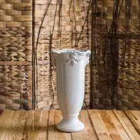 美帮汇法式经典柱盆花器花瓶花盆陶瓷釉下彩装饰摆件复古白瓷 柱瓶(小)