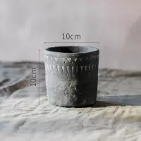 美帮汇非洲元素复古黑陶色 水泥装饰花器花盆 土培欧式园艺 小号(底部已打孔) 特大
