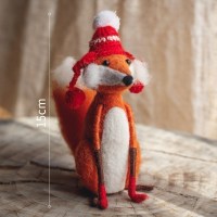 美帮汇手工艺术羊毛毡玩偶 森林动物公仔定格动画形象摆件 格林狐狸