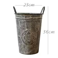 美帮汇雪花铁皮桶复古锈斑 铁艺花桶花瓶花器花插花店装饰怀旧 大(不防水,有锈斑) 中