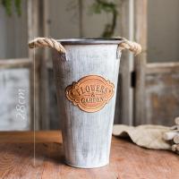 美帮汇街角的花店 复古铁皮高桶花器花盆花筒 做旧欧式美式日式 锈牌桶小号(不防水) 大