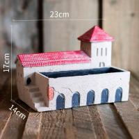 美帮汇圣岛小屋小房子水泥花器多肉花盆艺术摆件杂货花园阳台种植 红顶小礼堂(小屋花器A)(不能打孔) 大