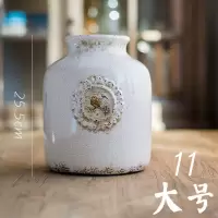 美帮汇美式乡村陶瓷花瓶 花器 花柱花台冰裂纹艺术装饰台面摆放 11