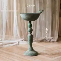 美帮汇铁艺高脚花盆 鸟食盆 复古花器花园庭院装饰杂货欧式乡村 高脚花器(小号) 大