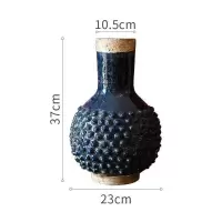 美帮汇铎摩瓶东亚粗陶瓷花瓶藏蓝花器复古做旧美式桌面摆件设古董 铎摩陶瓶(小号)