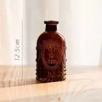 美帮汇小型玻璃器皿小花瓶花器 透明干花插花小号水培客厅装饰摆件 百合棕瓶