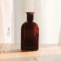 美帮汇小型玻璃器皿小花瓶花器 透明干花插花小号水培客厅装饰摆件 细口棕瓶