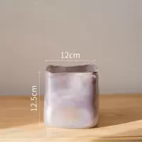 美帮汇手工艺术玻璃花瓶收纳罐花器装饰摆件设餐桌面美式北欧 远山紫方体玻璃瓶(小号)