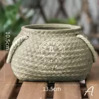美帮汇编织口袋陶艺花盆 花器 花瓶 花篮 园艺庭院装饰ZAKKA A大号一个(底部有孔)(不能水培) 大