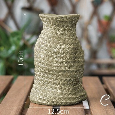 美帮汇编织口袋陶艺花盆 花器 花瓶 花篮 园艺庭院装饰ZAKKA C高款(底部无孔需打孔请备注)(不能水培) 大