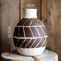 美帮汇手工陶瓷花瓶花器 美式粗放复古做旧古董风 艺术风格摆件 陶瓶“脉脉”(大)