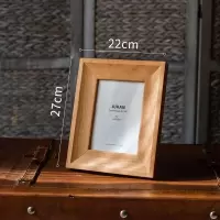 美帮汇红樱桃实木相框画框桌面摆件设照片墙自然日式北欧免打孔 长方形7寸 红樱桃实木相框