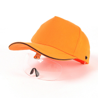 时尚防撞鸭舌安全帽轻便透气机械工厂车间夏季布劳保防撞帽 透明镜黄帽
