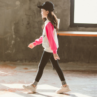 女童套装2019春秋季新款韩版童装儿童套装中大童牛仔裤卫衣两件套