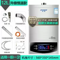 12升变频节能银拉丝+上门安装[触控彩屏加厚水箱] 液化 半球增压恒温燃气热水器电家用12升16强排即热天然气液化