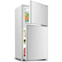 银色 奥克斯(AUX)家用双门迷你小型冰箱 冷藏冷冻保鲜小冰箱 宿舍租房节能小电冰箱