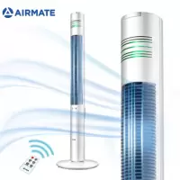 挑高不沾地(简约白) 艾美特(Airmate)家用智能遥控定时电风扇/卧室节能摇头落地扇/家用通风塔扇/无叶风扇