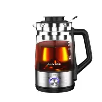 奥克斯(AUX)黑茶煮茶器蒸汽煮茶壶玻璃电热全自动家用保温普洱蒸茶壶 不锈钢色
