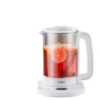 奥克斯(AUX)养生壶电热水壶家用1.5L 触控面板 800W功率 多功能菜单 304不锈钢底盘 白色