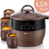 小熊(Bear) 电炖锅 家用电炖盅隔水炖全自动4.5L大容量煲汤锅煮粥锅宝宝辅食电砂锅可预约定时 1个4.5升+4个0