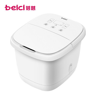 蓓慈(beici)小白足浴盆按摩洗脚盆泡脚桶自动加热恒温家用易收纳洗脚桶305C2 BZ305B1(电动滚轮款)