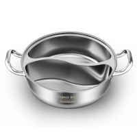 康巴赫食品级304不锈钢第三代鸳鸯锅火锅汤锅炖锅电磁炉明火通用 28cm款+赠品两件套