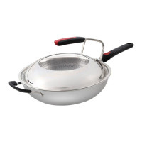 康巴赫炒锅304不锈钢不粘炒菜锅少油烟家用锅32cm电磁炉燃气灶通用 32cm升级全屏蜂巢