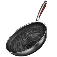 康巴赫五代煎炒锅炒菜锅30cm抗菌不锈钢少油烟双面屏pro蜂窝不粘锅5代 抗菌[无铆钉]升级双面屏炒锅32cm+刀铲勺