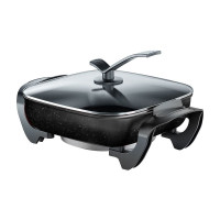 美菱(MEILING)电火锅家用烤肉锅烤鱼锅电烤炉电烧烤炉电烤盘韩式无烟不粘烤肉铁板烧烤肉锅 8L电火锅+[4件套]