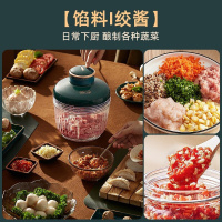 小熊(Bear)绞肉机 家用电动多功能料理机碎肉切菜搅拌机绞馅机打肉机2L大容量 复古绿 可绞肉可剥蒜