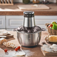 小熊(Bear)绞肉机家用电动多功能肉馅机婴儿辅食打肉机搅拌切菜 玻璃碗不锈钢刀头 [2.5L不锈钢碗]QSJ-C04H