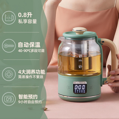 小熊养生壶mini小型迷你型办公室烧水家用多功能煮茶器煮花茶壶 绿色