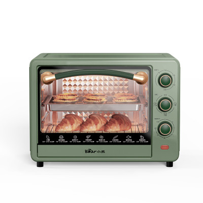 小熊烤箱家用小型全自动烘焙多功能32升大容量家庭蛋糕迷你电烤箱 绿色