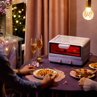 小熊电烤箱家用小型多功能全自动烘焙烤箱迷你小容量烤蛋糕一体机 紫色