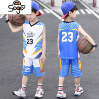 男童夏装短袖t恤速干套装儿童背心短裤运动球服6中童大童十男孩潮 七色王国T恤