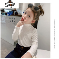 秋季百搭纯色女童打底衫秋装宝宝长袖t恤儿童高弹力高领上衣潮 七色王国T恤