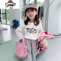 女童长袖T恤2022秋装新款中小儿童宝宝韩版洋气卡通动漫打底衫潮 七色王国