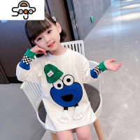 女童宽松洋气中长款春秋季T恤裙女宝宝韩版时髦春装体恤休闲t长袖 七色王国