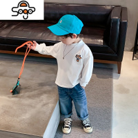 萌萌哒童装2022秋装新品儿童百搭老虎T恤男童春秋宽松长袖T恤潮 七色王国