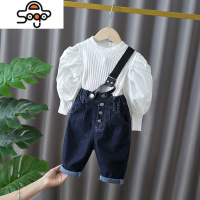 女童秋装套装2022新款洋气网红春秋时髦童装女宝宝背带裤两件套潮 七色王国