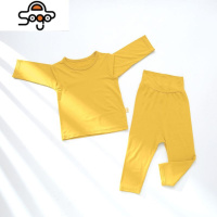 男宝宝婴儿莫代尔秋季套装女童高腰护肚长袖空调家居服新生儿睡衣 七色王国