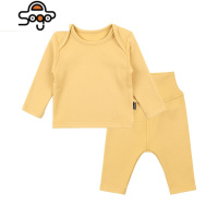 [舒适]莫兰迪净色系宝宝加厚刷绒婴儿长袖睡衣套装春秋 七色王国