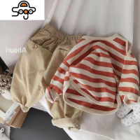 男女童春秋套装2022新款男女宝条纹长袖卫衣灯笼裤小童两件套秋夏 七色王国